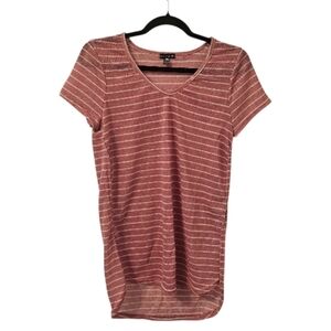Pink and White Magazine Women's Striped V-Neck T-Shirt